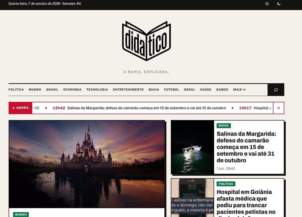 Página inicial do site do Didático